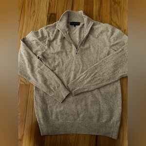 EMI MAGILLA Sweater Men's Long Sleeve1/4 Zip Mock Neck Casual Cream color